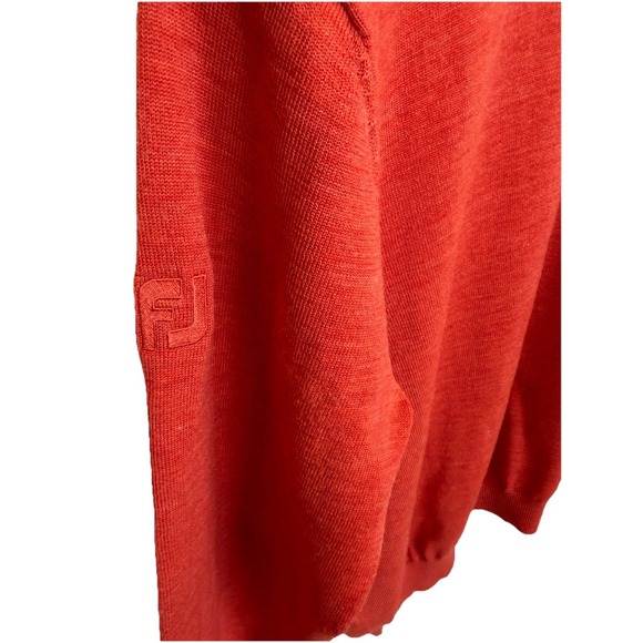 FootJoy 100% Wool Quarter Zip Pullover Sweater Orange Men's Large Spring Golf - Picture 7 of 8